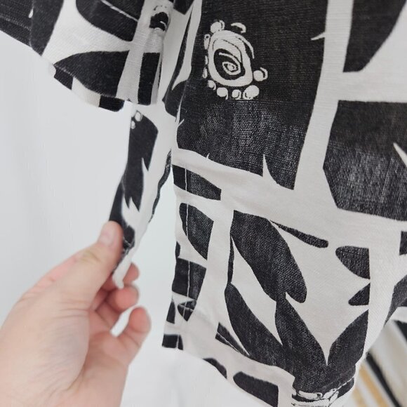 Hot Cotton Linen Cotton Boxy Lagenlook Abstract Tunic Top Women's L Oversized - Picture 7 of 12